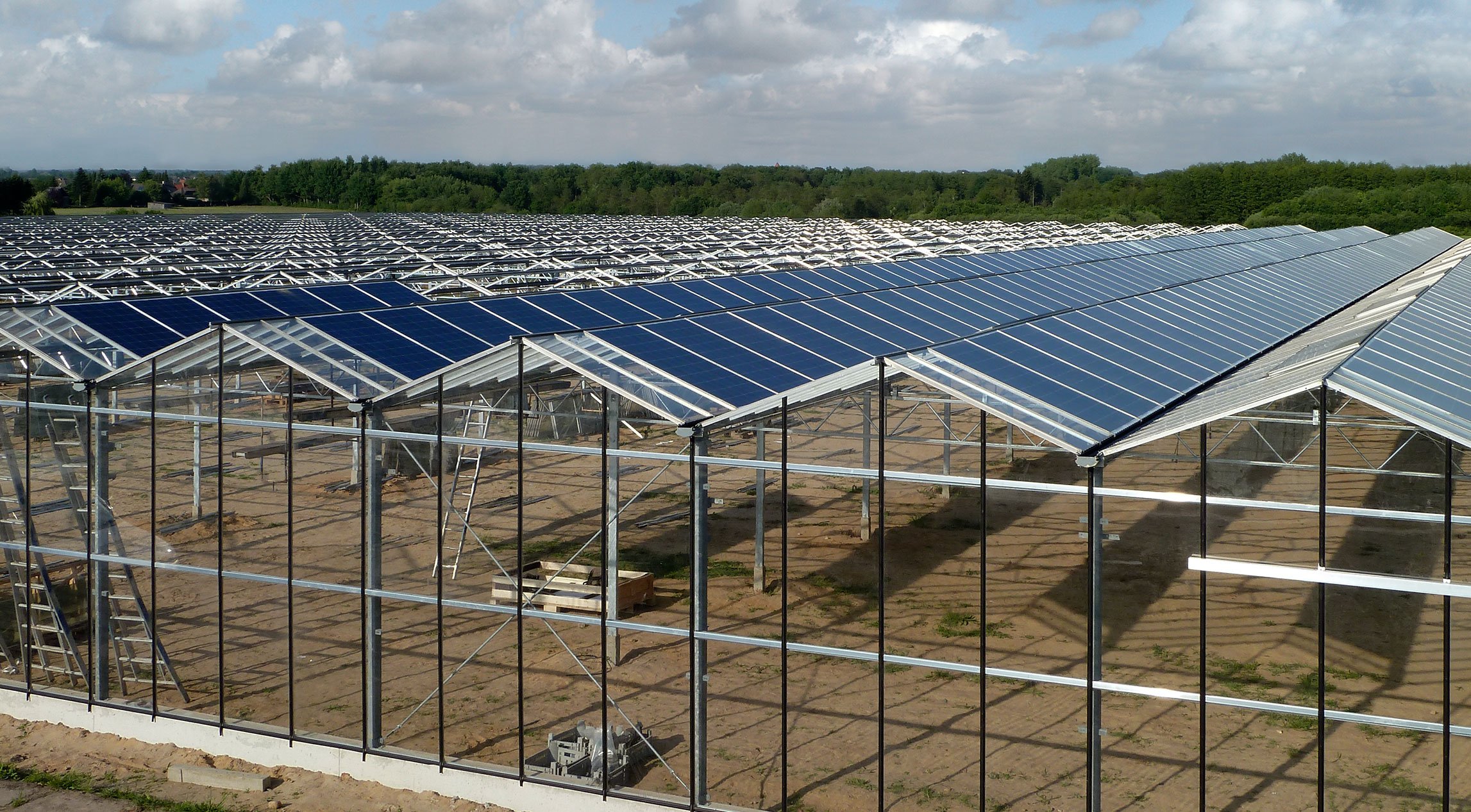 Gewächshäuser mit Solarpanel-Dächern